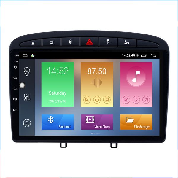 Lecteur DVD de voiture Android 10 Système de navigation GPS 9 pouces pour PEUGEOT 408 2010-2016 avec support USB MUSIQUE Caméra de recul Mirror Link