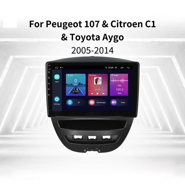Android 10 voiture GPS vidéo pour AYGO/PEUGEOT 107/CITROEN C1 multimédia Navigation tête unité Radio stéréo