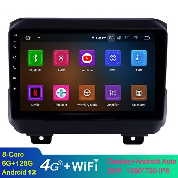 Android voiture vidéo stéréo GPS Navigation 9 pouces HD écran tactile pour Jeep Wrangler Rubicon-2018 avec WiFi Bluetooth musique USB AUX