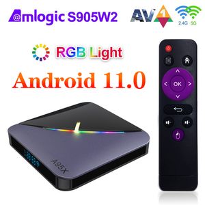 Android 11.0 TV Box 2 Go 16 Go A95X F3 Air II Amlogic S905W2 Wifi BT5.0 AV1 HD 4K Lecteur multimédia intelligent Quad Core Android11 TVbox 2G16G