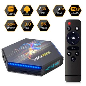 Android 11.0 TV Box DDR4 8GB 64GB HK1 Rbox R2 RK3566 Quad Core 4G32G 4G 64G 8K Reproductor multimedia inteligente 1000M 2.4 / 5G Banda dual Wifi Bluetooth 4.0 TVbox Android11 USB 3.0