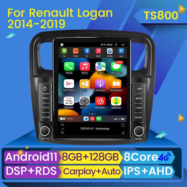 Lecteur vidéo multimédia dvd de voiture Android 11 pour Renault Logan 2 Sandero 2 2012 - 2019 2 Din GPS Navigation stéréo BT