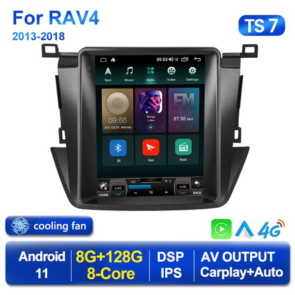 Android 11 Car DVD Radio Player pour Toyota RAV4 RAV 4 2013-2018 2din Multimedia Video GPS 2 Din pour Tesla Style