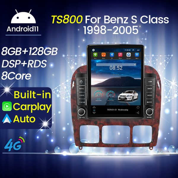 Android 11 voiture dvd Radio vidéo lecteur stéréo Carplay 4G pour Tesla Vertical pour Mercedes Benz classe S W220 S280 S320 S350 S400 S430 S500 GPS