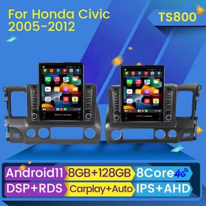 Android 11 lecteur voiture dvd stéréo Radio pour Honda Civic 8 2005-2012 Tesla Style multimédia vidéo Navigation GPS 2 Din Audio