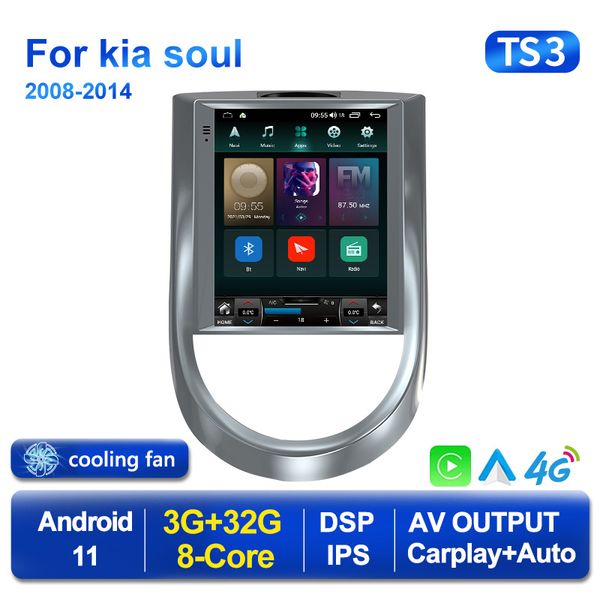 Reproductor Android 11 para Tesla Style Car Dvd Radio Video para Kia Soul 2010-2013 Multimedia GPS 2din Carplay Stereo BT