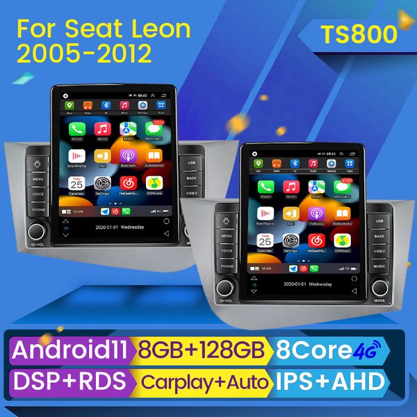 Android 11 reproductor de vídeo coche dvd Radio Estéreo para Seat Leon 2 MK2 RHD LHD 2005 - 2012 navegación GPS Auto Carplay WIFI BT RDS