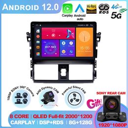 Android 12,0 para TOYOTA VIOS YARIS 2013 2014 2015 2016 reproductor de vídeo Multimedia Radio de coche navegación GPS SIN DVD 2 Din Carplay nuevo-5