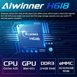 Android 12.0 set-top Allwinner H618 CPU Prise en charge 6K HDR Media Player 4GB RAM 32G 64G WIFI6 2.4G5.8G BT5.0 3D Smart TV Box Box