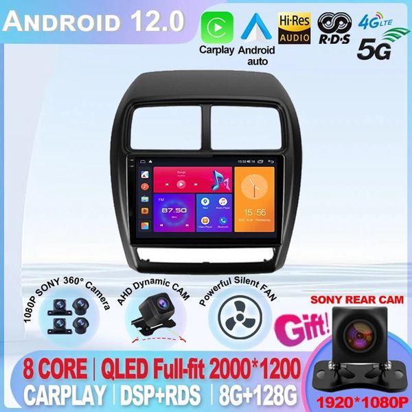 Android 12 Android auto 360 Cámara Radio de coche para Mitsubishi ASX 1 2016-2022 reproductor DSP Carplay 8G 128G estéreo No 2 din DVD IPS-2