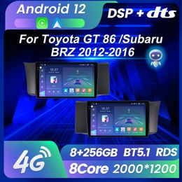Android 12 CAR DVD Radio Audio Multimedia Player voor Toyota GT 86 voor Subaru BRZ 2012-2016 GPS CarPlay BT 2Din Head Unit