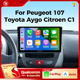Radio DVD Android 12 Car pour Peugeot 107 Toyota Aygo Citroen C1 2005-2014 Stéréo Carplay GPS NAVI Multimedia Player No 2Din