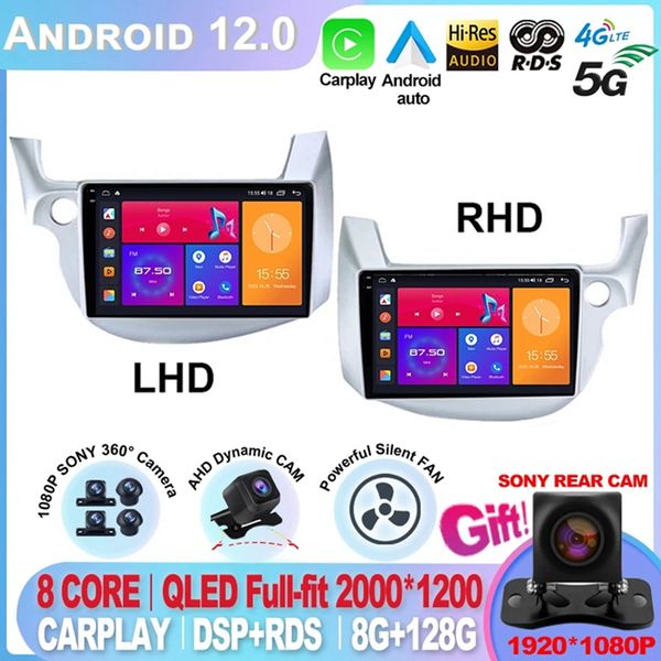 Radio de coche Android 12 para Honda Jazz Fit 2007 - 2013 reproductor de vídeo Multimedia estéreo Carplay navegación GPS automática 2din DVD Monitor-4