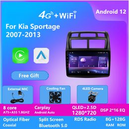 Navegación Gps con vídeo para coche Android 12 para Kia SPORTAGE 2007-2013, unidad principal de pantalla de 9 pulgadas, sistema Multimedia, Radio Dsp