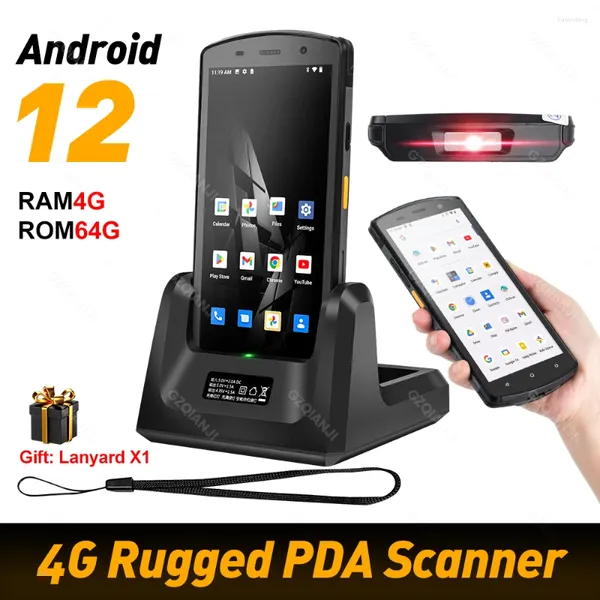 Android 12 PDA con NFC RAM4G ROM64G 2D Land Barcode Lector Lector de datos Rugged Terminal Bluetooth para Warehouse 4G