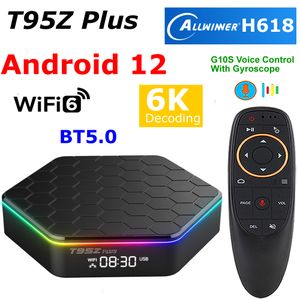 Android 12 TV BOX T95Z Plus Allwinner H618 Quad Core 4G RAM 64G ROM 5G Dual WIFI6 802.11ax BT5.0 6K Décodage 3D 4K Set Top Box G10S Commande vocale