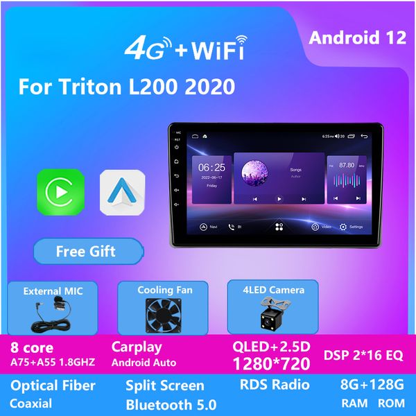 Android 13 Car Video para MITSUBISHI TRITON L200 2020-Radio reproductor Multimedia unidad principal autorradio pantalla táctil navegación GPS
