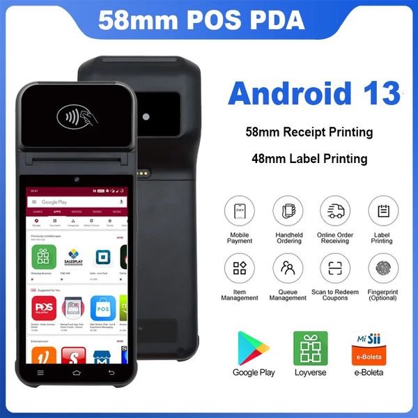 Android 13 Terminal portable Imprimante POS PORTABLE PORTABLE 58 mm Thermal Receipt Imprimante 4G Bluetooth NFC Ticket Bill POS PDA IMMPRESSORA 240430