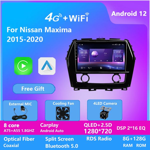 Android 13 Vidéo pour Nissan Maxima 2015-2020 Car Stéréo Player Stéréo 9 pouces GPS Carplay DSP