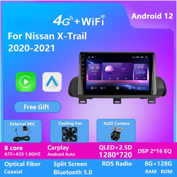 Android 13 vidéo pour nissan X-Trail 2020-2021 lecteur multimédia de voiture Radio Autoradio Audio stéréo Navigation GPS unité de tête automatique