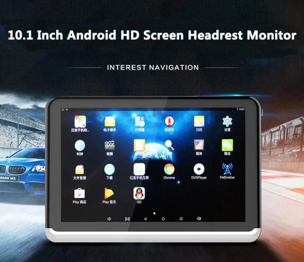 Reproductor de DVD para reposacabezas de coche Android 6,0, vídeo HD 1080P de 10,1 pulgadas con WIFI, USB, SD, Bluetooth/transmisor FM