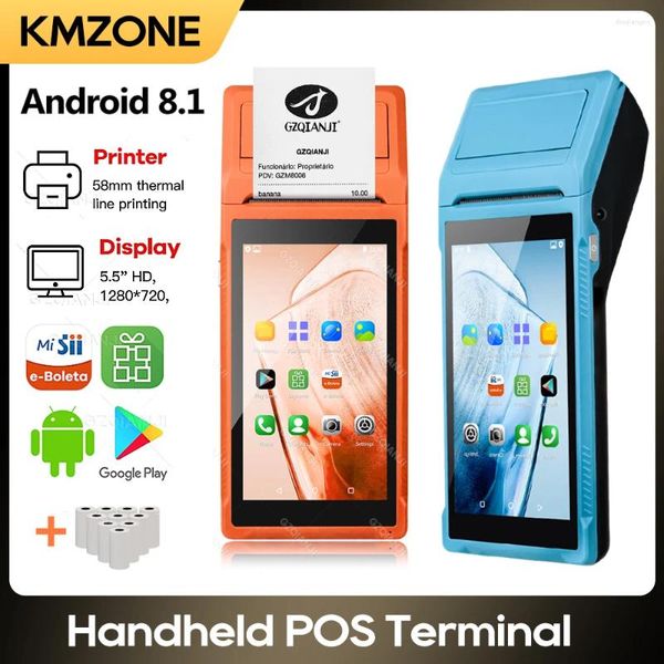 Android 8.1 PDA Terminal POS Machine de 5,5 pouces écran tactile intégré de 58 mm Bluetooth Thermal Receipt Imprimante WiFi Camera