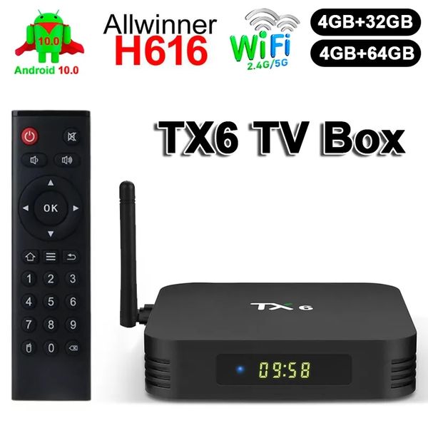 Original Tanix TX6 Smart TV Box Allwinner H616 Android10 2,4G/5G WIFI BT Ultra HD antena Dual TV prefijo H.265 VS X96 Plus X98
