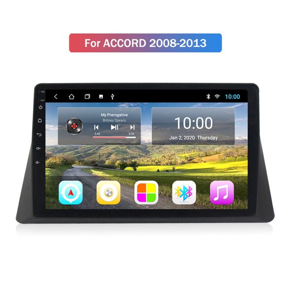 Autoradio Android 10 pouces vidéo GPS lecteur DVD stéréo intégré au tableau de bord HeadUnit multimédia pour Honda ACCORD 2008-2013