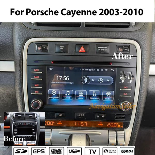 Android 12.0 PX5 OCTA CORE RAM 4G ROM 64G 2DIN 7.0 pouces écran lecteur DVD de voiture pour Porsche Cayenne 2003-2010 Canbus Wifi GPS BT Radio audio