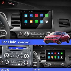 Android Touch Screen Bluetooth Stereo Car Video Audio Player voor Honda Civic 2006-2011 GPS Navigator Silver