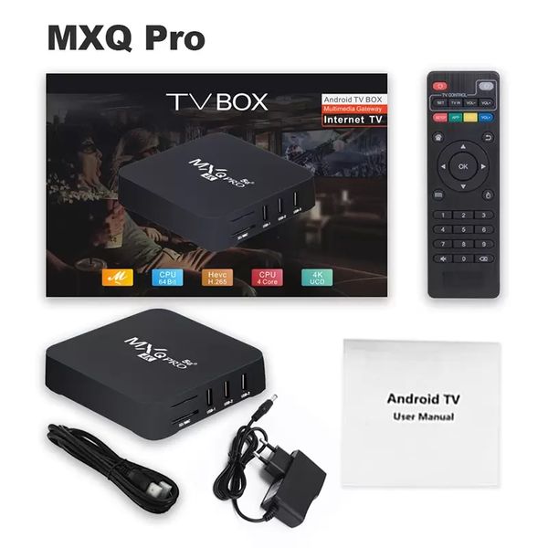 Android 9.0 Tv Box MXQ PRO 4K Quad Core 1 Go 8 Go Rockchip RK3229 Streaming Media Player Smart Set Top Box 2.4G 5G Dual Band avec emballage de vente au détail