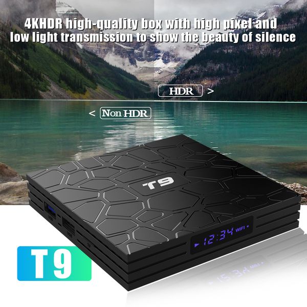 Android 9.0 TV Box T9 RK3318 Quad Core 4K décodeur 2.4G/5G double WIFI 2G 16G lecteur multimédia intelligent