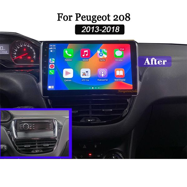 Autoradio Android Auto Carplay Bluetooth pour Peugeot 2008 208 2013-2018 lecteur vidéo multimédia de voiture DSP Android 13 Radio Gps Navigation voiture dvd