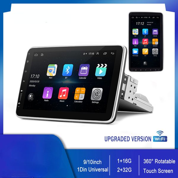 Reproductor Multimedia de dvd para coche Android WIFI 1Din 16/32G 360ﾰ pantalla giratoria GPS WiFi Radio Estéreo Universal reproductor de vídeo