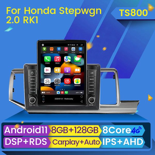 Lecteur Radio dvd de voiture Android pour Honda Stepwgn 2009-2015 Navigation GPS multimédia vidéo stéréo Carplay Auto DSP 2din BT