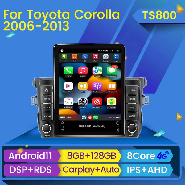 Lecteur de Radio stéréo dvd de voiture Android 2 Din pour Toyota Corolla E140/150 2007- 2013 haut-parleurs multimédias de Style Tesla BT