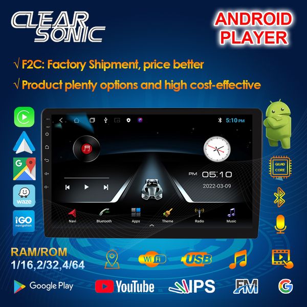 Reproductor multimedia estéreo para coche Android con unidad principal Carplay reproductor android con pantalla IPS, solución de 4 núcleos T3L