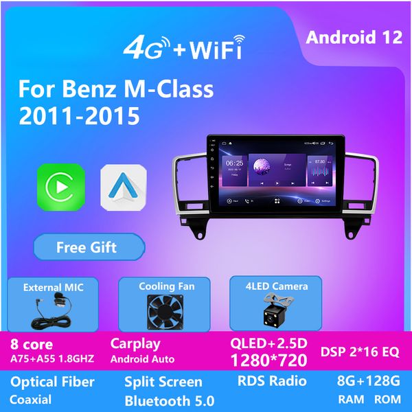 Unité principale de lecteur multimédia vidéo de voiture Android pour BENZ classe M 2011-2015 DSP Bluetooth WIFI Radio auto stéréo