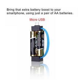 Câble de chargeur micro USB portable pour téléphone Android Le plus petit chargeur de batterie d'urgence 2 AA