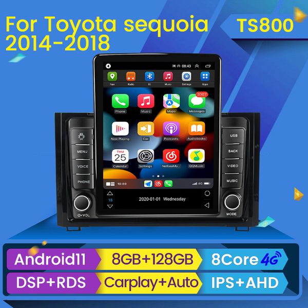 Lecteur Android Auto Carplay voiture dvd Audio Radio pour Toyota Sequoia 2014-2018 multimédia vidéo GPS Navigation