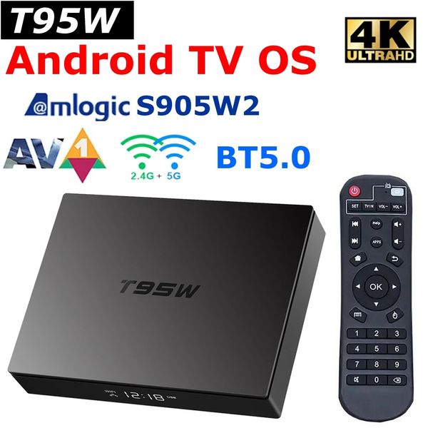 Android TV 11 OS Smart TV Box T95W Amlogic S905W2 4GB 32GB 5G double Wifi BT5.0 AV1 4K lecteur multimédia AndroidTV