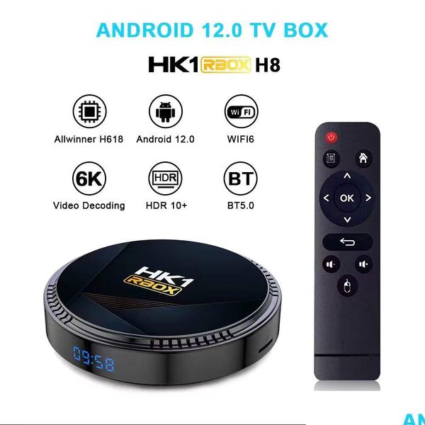 Boîtier Tv Android 128 go Hk1 Rbox H8 12 Allwinner H618 16 go 32 go 64 go Wifi6 Bt5.0 H.265 4K Hdr lecteur multimédia Hk1Rbox livraison directe Electr Dhc27