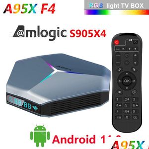 Android TV Box A95X F4 11 AMLOGIC S905X4 Quad Core 4G 32G 2.4G 5G WiFi Bluetooth 8K RVB Light Smart Tvbox Drop Livrot Electronics SA OTE2Q