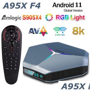 Android TV Box Amlogic S905X4 4 Go 32 Go avec télécommande vocale G30S 8K RVB Light A95X F4 Smart Android11.0 Tvbox Plex Media Server Dhiqp