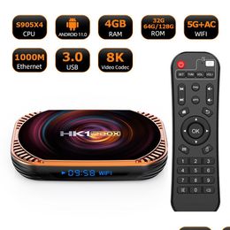 Android TV Box HK1 RBOX X4 SMART 11.0 AMLOGIC S905X4 8K 4G 32/64/128 GB 3D WiFi 2.4G 5G PLATER PRÉPART
