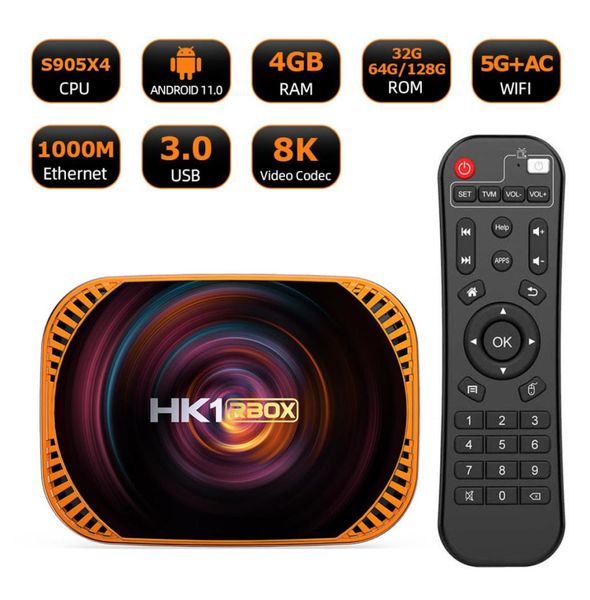 Android TV Box HK1 X4 110 OS S905X4 Quad Core 4G 64G Set Set Top Box 5G double WiFi 1000m LAN 8K Codec8366186