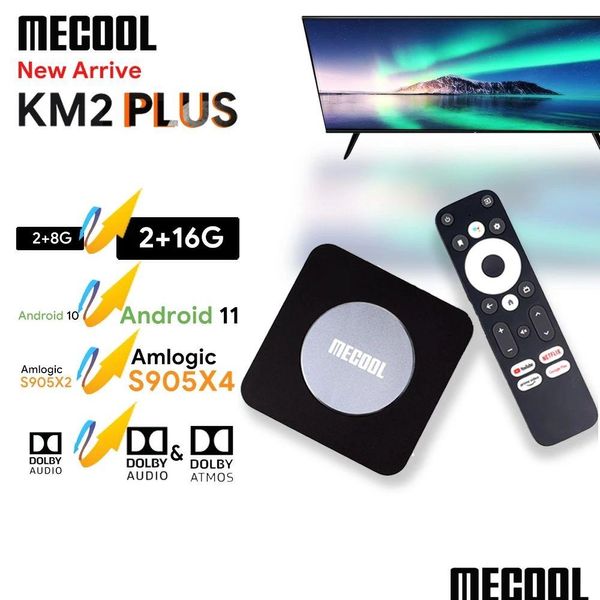 Android TV Box MECOol KM2 plus 4K Amlogic S905X4 2G DDR4 Ethernet WiFi MTI-Streamer HDR 0 TVBOX Home Media Player Set Top Drop délivre OTP47