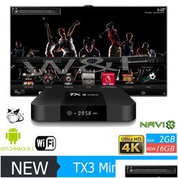 Android TV Box Original Tx3 Mini 8.1 Amlogic S905W 1 Go 8 Go / 2 Go 16 Go Media PK T95M X96 MXQ PRO DROP DIVRI une CAB Satellite Electronics Cab OT4BQ
