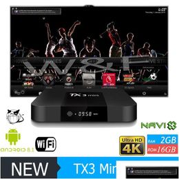 Android TV Box Original TX3 Mini 8.1 Amlogic S905W 1 Go 8 Go / 2 Go 16 Go Media PK T95M X96 MXQ PRO DROP DIVRI une CAB Satellite Electronics Cab OT91K