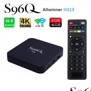 Android TV Box S96Q 10.0 H313 2.4G 5G WiFi Build 2 Go 16 Go 4K Boîtes supérieures P X96 X96Q Drop livraison électronique Câble satellite Dhiva